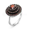Кольцо из серебра с натуральным и синт.гранатом родированное