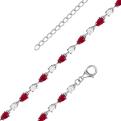 Браслет из серебра с нат. рубином и куб. цирконием родированный