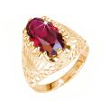 Кольцо из золочёного серебра с корундом рубин