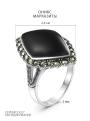 Кольцо из чернёного серебра с ониксом и марказитами 
