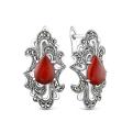 Серьги из чернёного серебра с сердоликом и марказитами