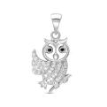 Подвеска из серебра с фианитами родированная - Сова