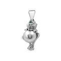 Подвеска из серебра с имит. жемчугом и фианитами родированная - Лягушка