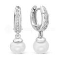 Серьги из серебра с культ.жемчугом и фианитами родированные