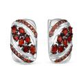 Серьги из серебра с кварцем гранат и красными фианитами родированные
