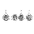 Подвеска-складень с ликами святых из чернёного серебра - св.Николай, блж.Матрона и Ангел-Хранитель