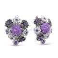 Серьги из серебра с чароитом и фианитами аметист родированные