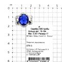 Кольцо из серебра с пл.кварцем цв.сапфир и фианитами родированное