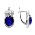 Серьги из серебра с кварцем сапфир и фианитами родированные