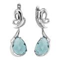 Серьги из серебра с ситоллом Sky топаз и фианитами родированные