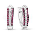 Серьги из серебра с фианитами рубин родированные