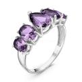 Кольцо из серебра с пл.кварцем цв.аметист родированное
