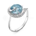 Кольцо из серебра с кварцем лондон топаз и фианитами родированное