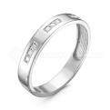 Кольцо обручальное из серебра с фианитами родированное
