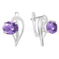 Серьги из серебра с кварцем лаванда родированные