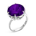 Кольцо из серебра с кварцем аметист родированное