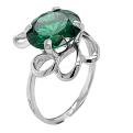 Кольцо из серебра с пл.кварцем цв.зелёный родированное