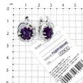 Серьги из серебра с кварцем аметист и фианитами родированные