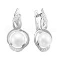 Серьги из серебра с культ.жемчугом и фианитами родированные