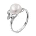 Кольцо из серебра с культ.жемчугом родированное