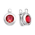 Серьги из серебра с пл. кварцем цв. рубин родированные