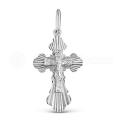 Крест из серебра с алмазной огранкой родированный - 3,8 см