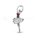 Брошь из серебра с розовыми фианитами родированная - Балерина