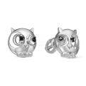 Серьги-пусеты из серебра с фианитами родированные - Совята