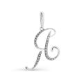 Подвеска-буква из серебра с фианитами родированная