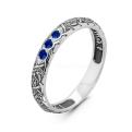 Кольцо из чернёного серебра с фианитами - Спаси и сохрани
