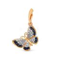 Подвеска из золочёного серебра с фианитами и родированием - Бабочка