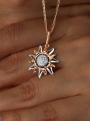 Подвеска из золочёного серебра с фианитами и родированнием - Солнце