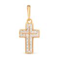 Подвеска-крестик из золочёного серебра с фианитами