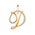 Подвеска-буква из золочёного серебра с фианитами и родированием - Д