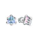 Серьги-пусеты из серебра с кристаллами Swarovski Мистик розовый родированные