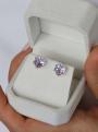 Серьги-пусеты из серебра с кристаллами Swarovski Мистик розовый родированные
