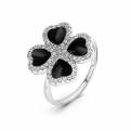 Кольцо из серебра с ониксом и кб.цирконием родированное