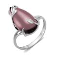 Кольцо из серебра с пл.кварцем цв.морганит родированное