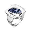 Кольцо из серебра с фианитами сапфир родированное