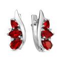 Серьги из серебра с кварцем гранат и фианитами родированные
