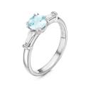 Кольцо из серебра с нат.Sky топаз и фианитами родированное