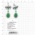 Серьги из серебра с зелёным кварцем и фианитами родированные