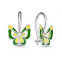 Серьги детские из серебра с эмалью и фианитами родированные - Бабочки