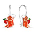 Серьги детские на петле из серебра с эмалью родированные - Белочки