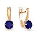 Серьги из золочёного серебра с синт.сапфиром и фианитами