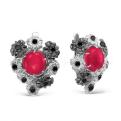 Серьги из серебра с кварцем гранат и фианитами родированные