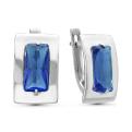 Серьги из серебра с кварцем сапфир родированное