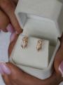Серьги из золочёного серебра с фианитами и родированием
