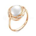 Кольцо из золочёного серебра с культ.жемчугом и фианитами