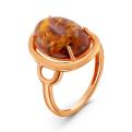 Кольцо из золочёного серебра с прес.нат.янтарём